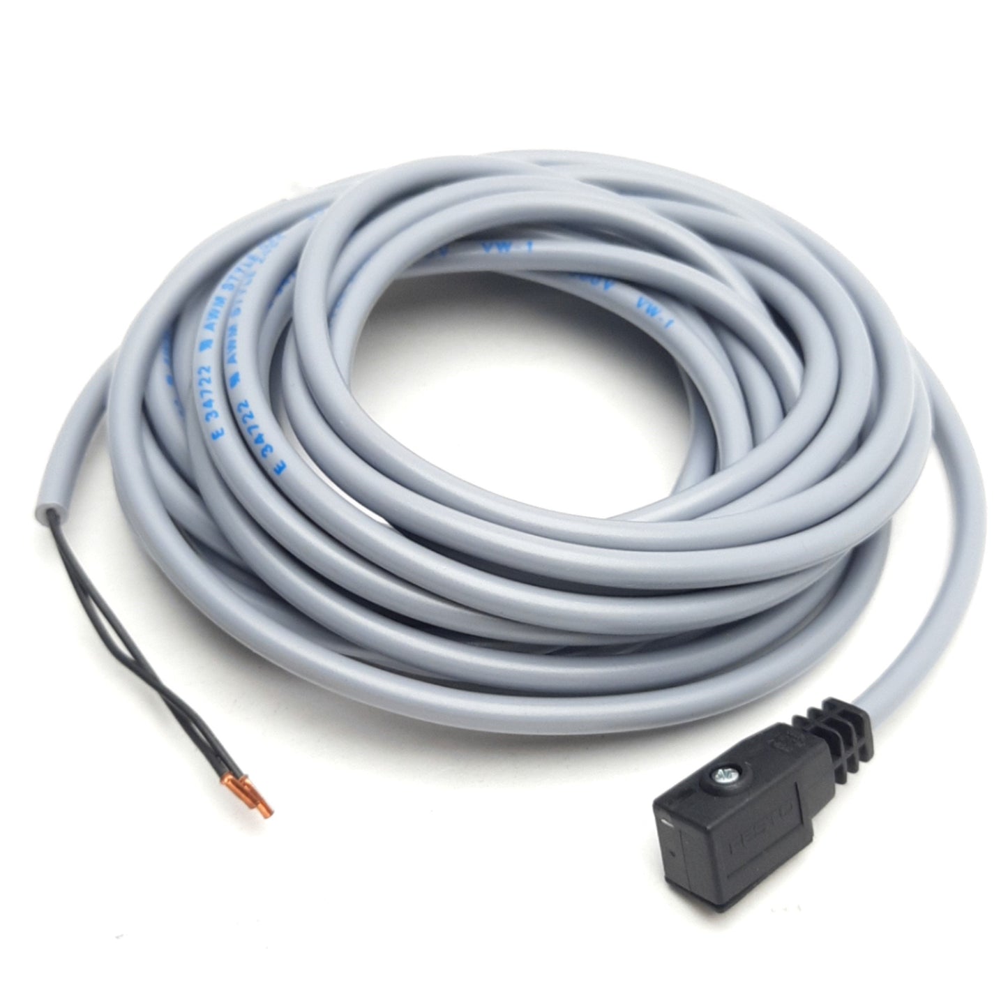 New Festo 34998 KMYZ-2-24-5-LED Solenoid Connecting Cable, 2-Pin, 24VDC 1A, 5m