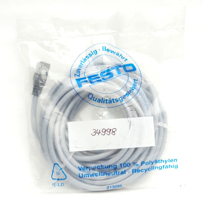 New Festo 34998 KMYZ-2-24-5-LED Solenoid Connecting Cable, 2-Pin, 24VDC 1A, 5m