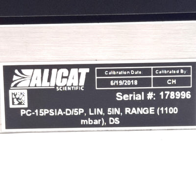 Used Alicat PC-15PSIA-D/5P Pressure Controller 0-15PSIA 1/8in NPT 0-5VDC Out, RS-232