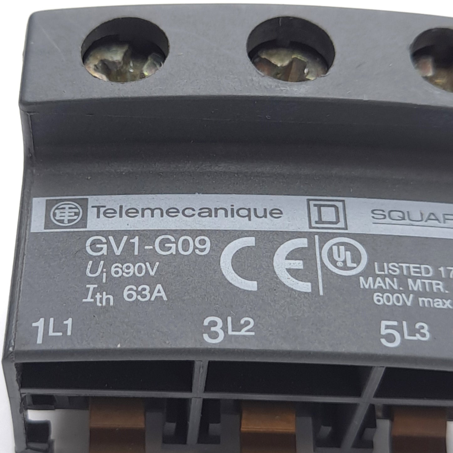 Used Lot of 2 Telemecanique Square D GV1G09 Terminal Block, 3-Pole, 690V 63A