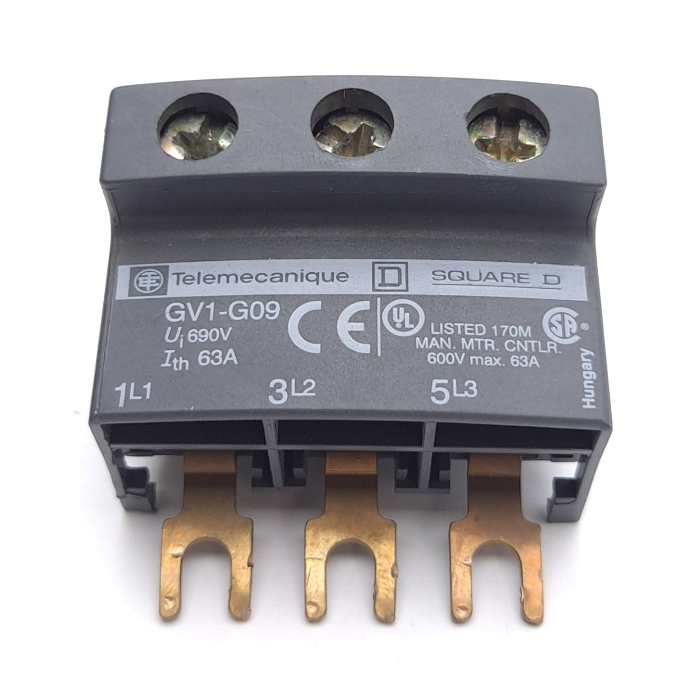 Used Lot of 2 Telemecanique Square D GV1G09 Terminal Block, 3-Pole, 690V 63A