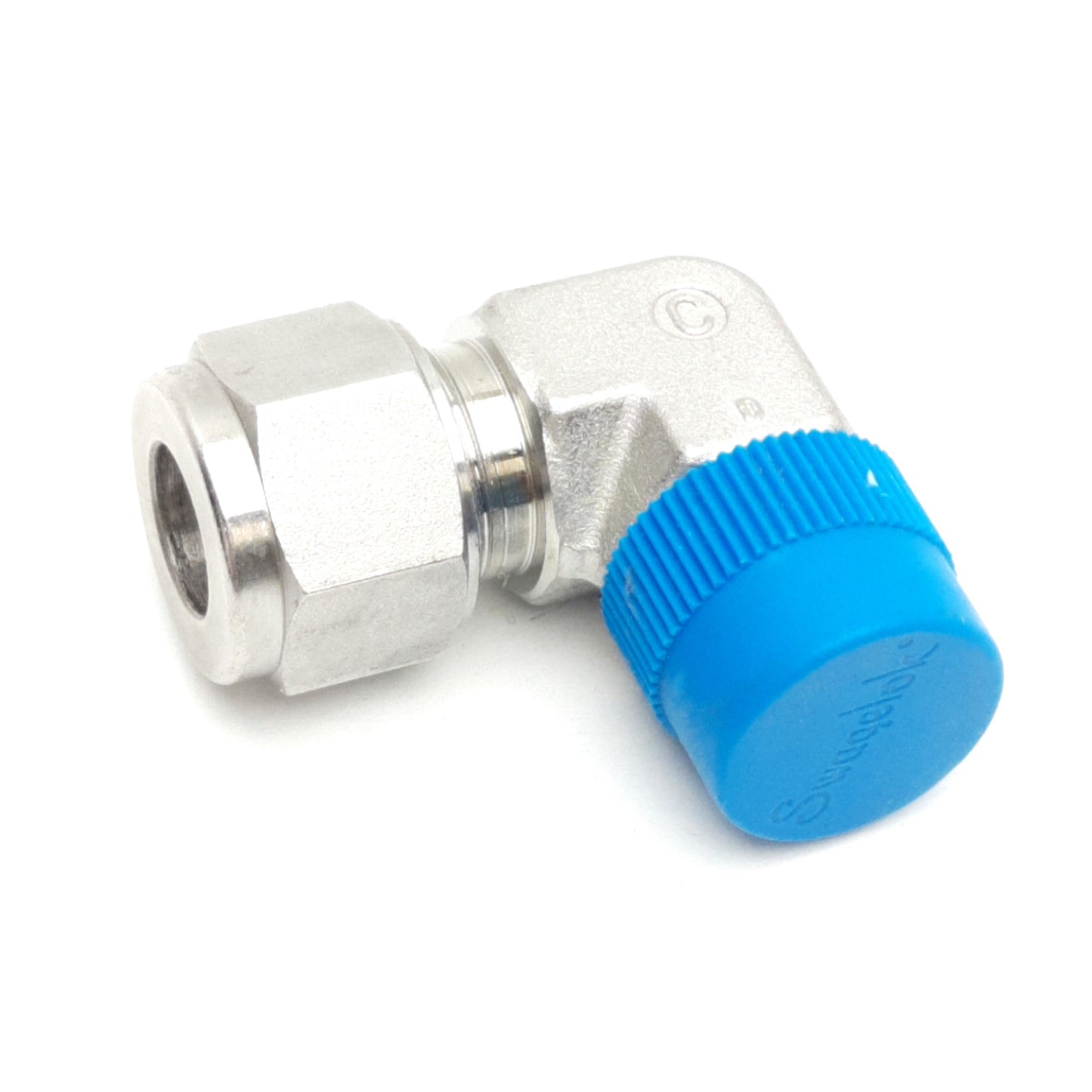 New – Open box Swagelok SS-10M0-2-6 Stainless Steel Elbow Fitting, 10mm Tube to 3/8in NPT