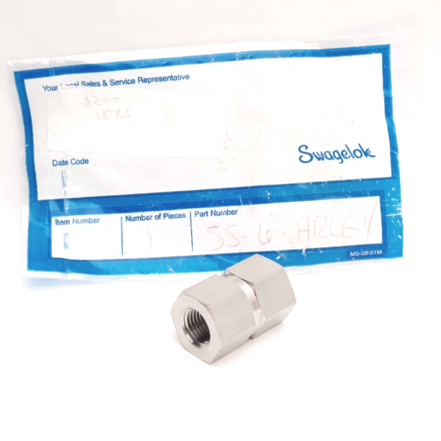 New Swagelok SS-6-HRCG-4 Stainless Steel Pipe Fitting 1/4in NPT x 3/8in NPT Female