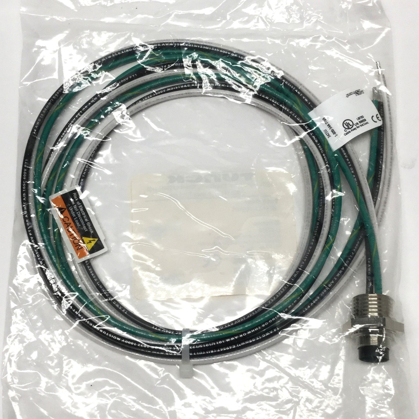 New – Open box Turck BSF 34-1.5/14.5/NPT Powerfast Receptacle M16 3-Pin to 1/2" NPT, 1.5m Long