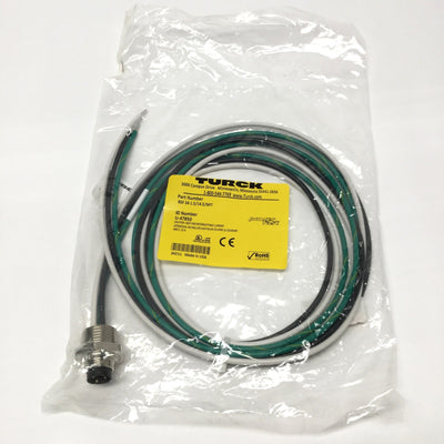 New – Open box Turck BSF 34-1.5/14.5/NPT Powerfast Receptacle M16 3-Pin to 1/2" NPT, 1.5m Long