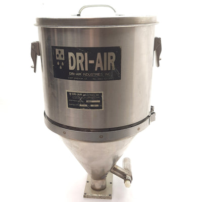 Used Dri-Air RH15 Drying Hopper, 15lb Capacity, ø2in Feed Hole *Modified Diffuser*