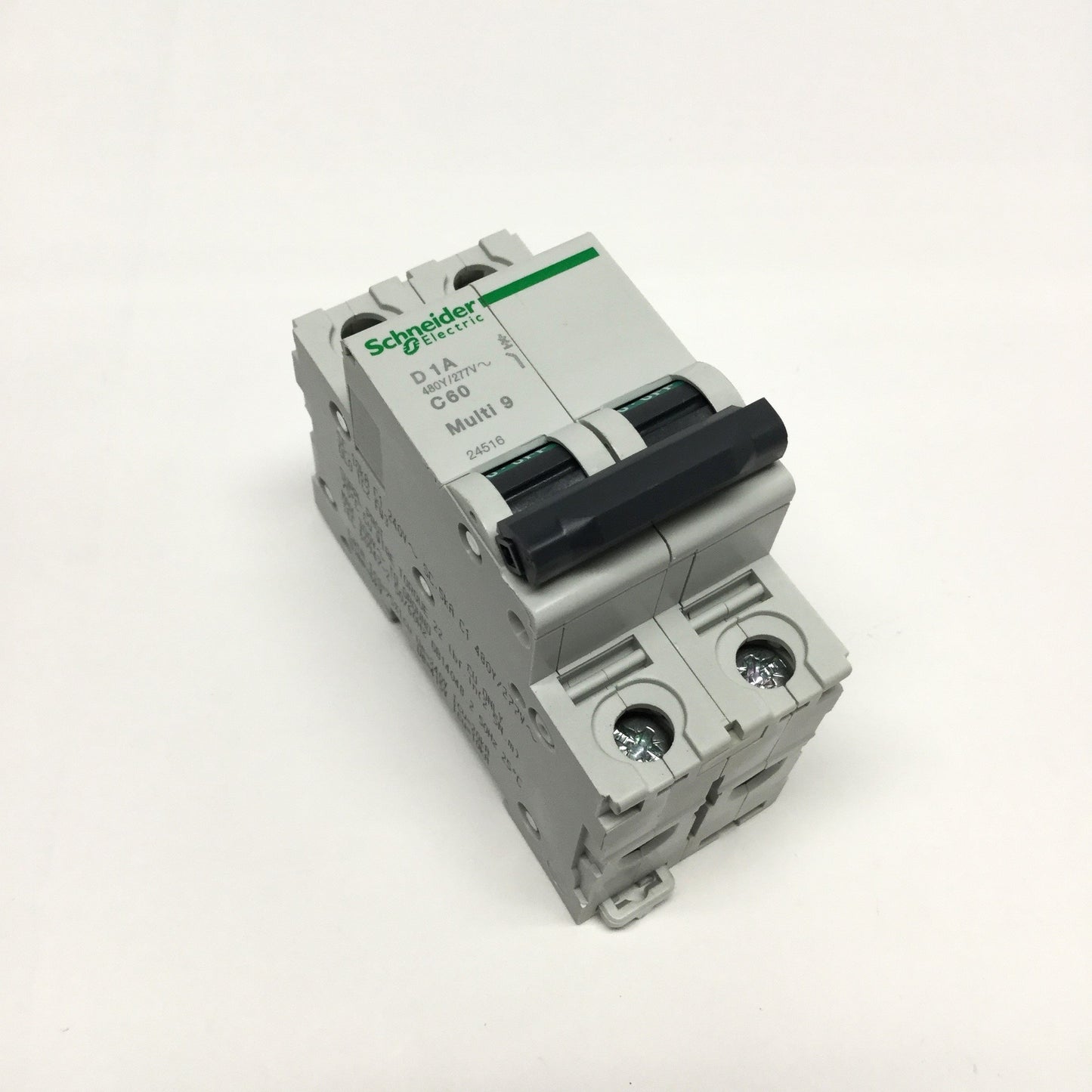 New – Open box Schneider 24516 MULTI 9 C60 Circuit Breaker, 2-Pole, 1A D-Curve, 440VAC