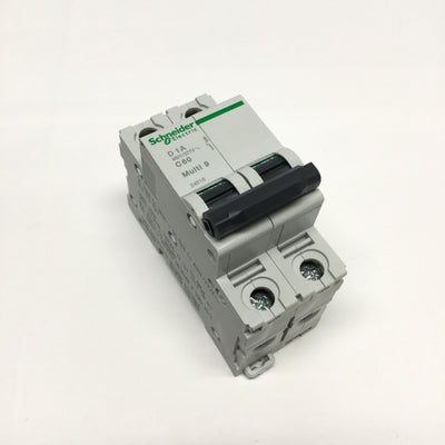 New – Open box Schneider 24516 MULTI 9 C60 Circuit Breaker, 2-Pole, 1A D-Curve, 440VAC