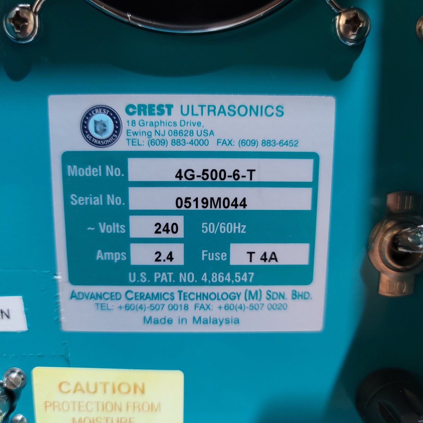 Used Crest 4HT-1826-18-SP Ultrasonic Cleaning Tank 1500W 40kHz 33Gal 18" x 26" x 18"