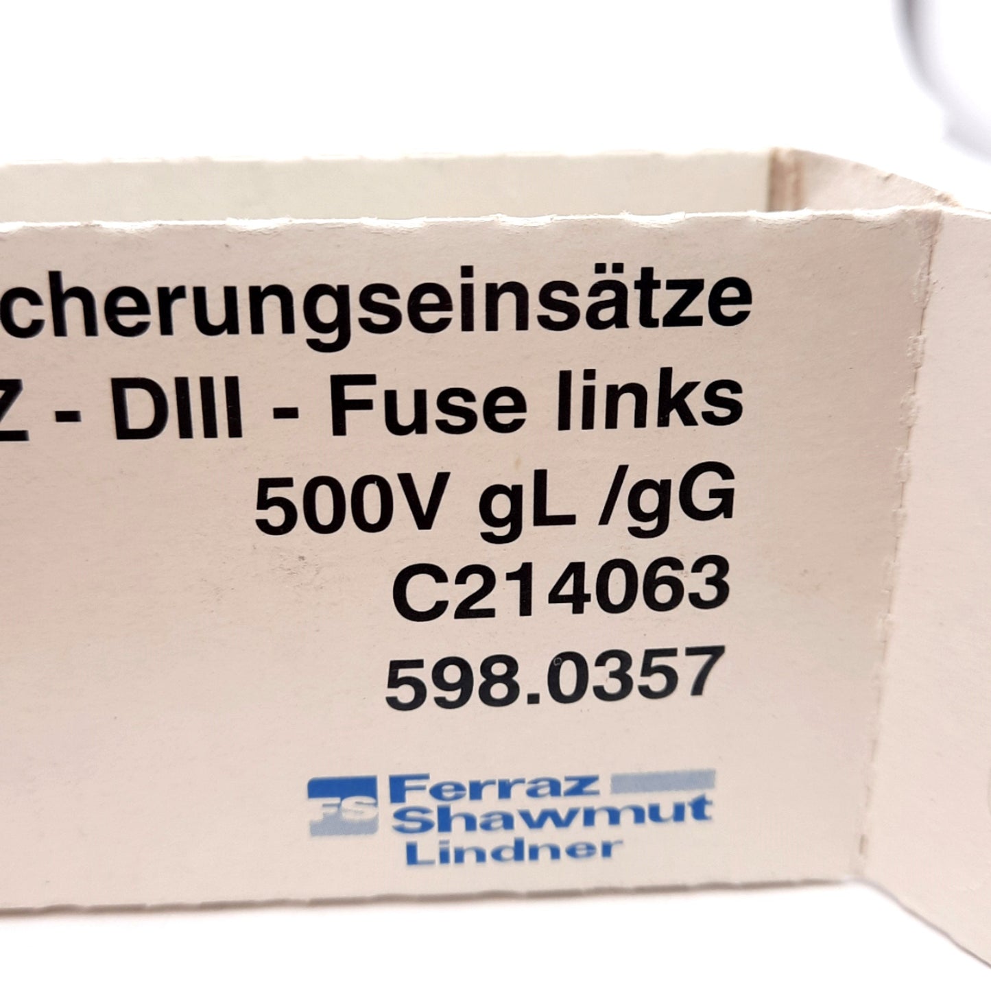 New Lot of 5 Ferraz Shawmut 598.0357 Cartridge Fuse Link, Class gL/gG, 35A 500V
