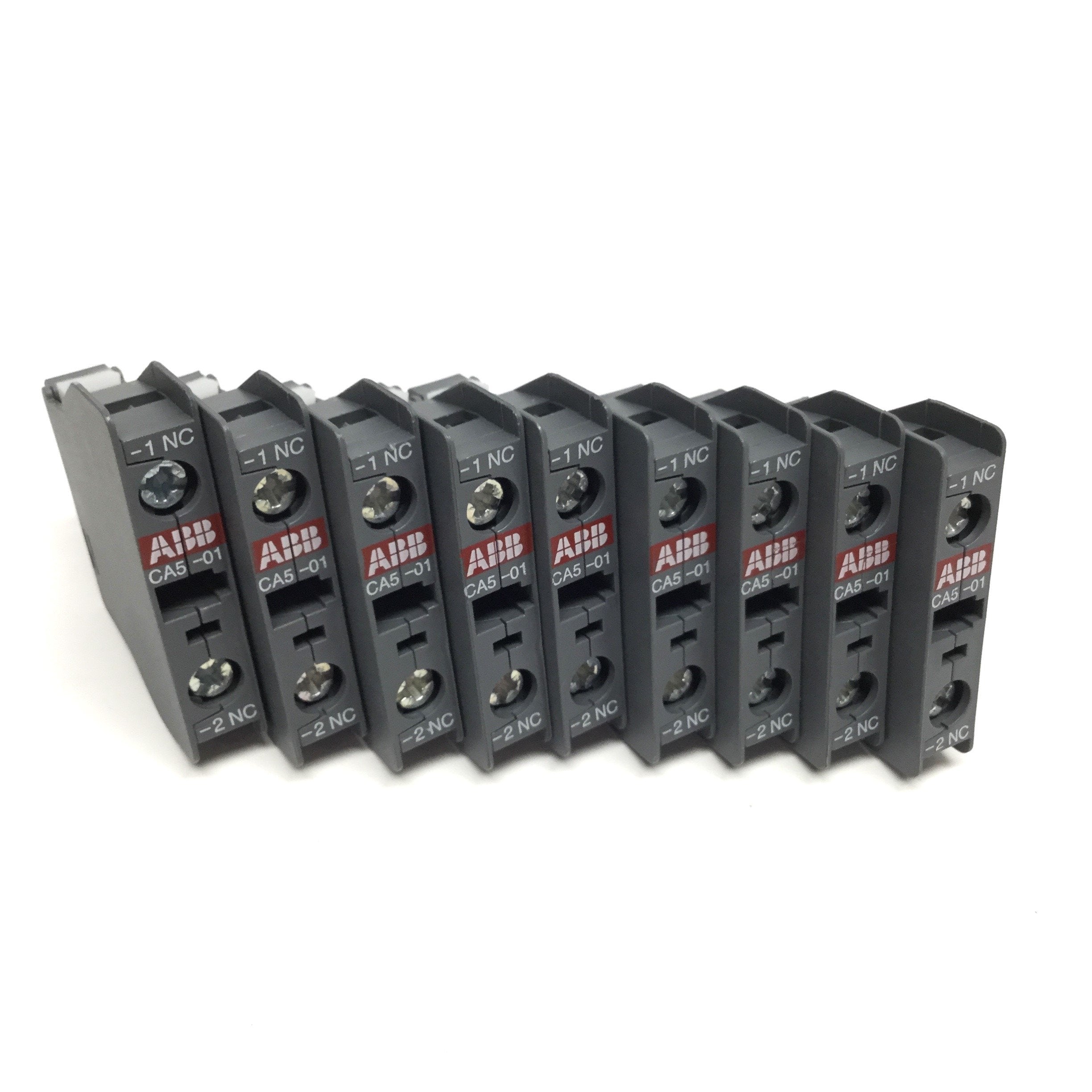 Lot of 9 ABB CA5-01 Auxiliary Contact Blocks Normally Closed 600VAC, 6 ...
