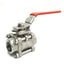 Used Dwyer 3-Piece Stainless Steel Manual Ball Valve, CF8M, 1000WOG, 1in NPT