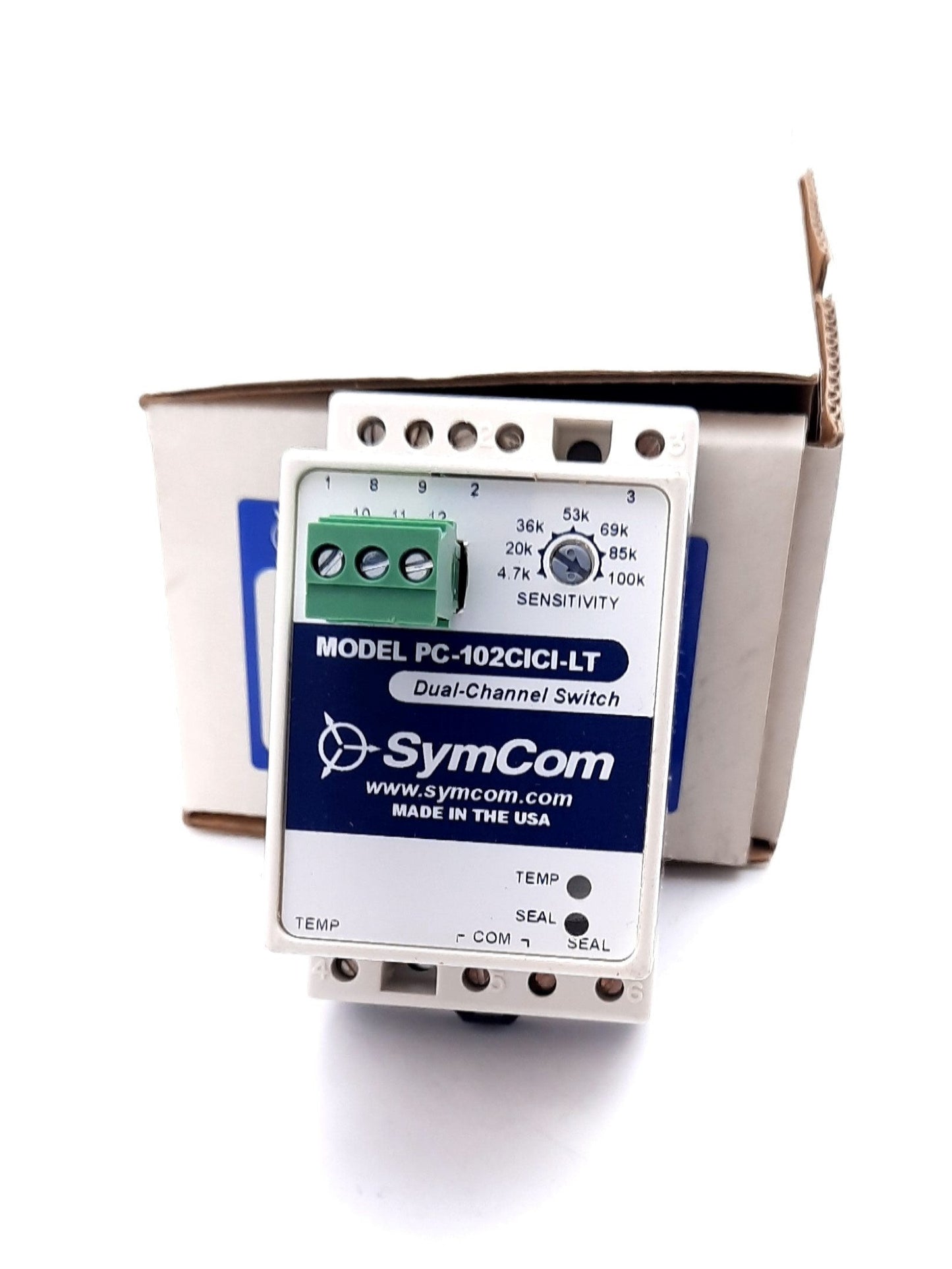 New SymCom PC-102CICI-LT Dual Channel Switch 120VAC, 5VDC Pulsed, 50/60Hz 5A