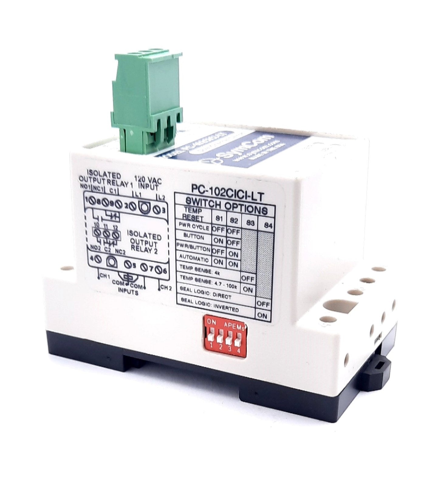 New SymCom PC-102CICI-LT Dual Channel Switch 120VAC, 5VDC Pulsed, 50/60Hz 5A