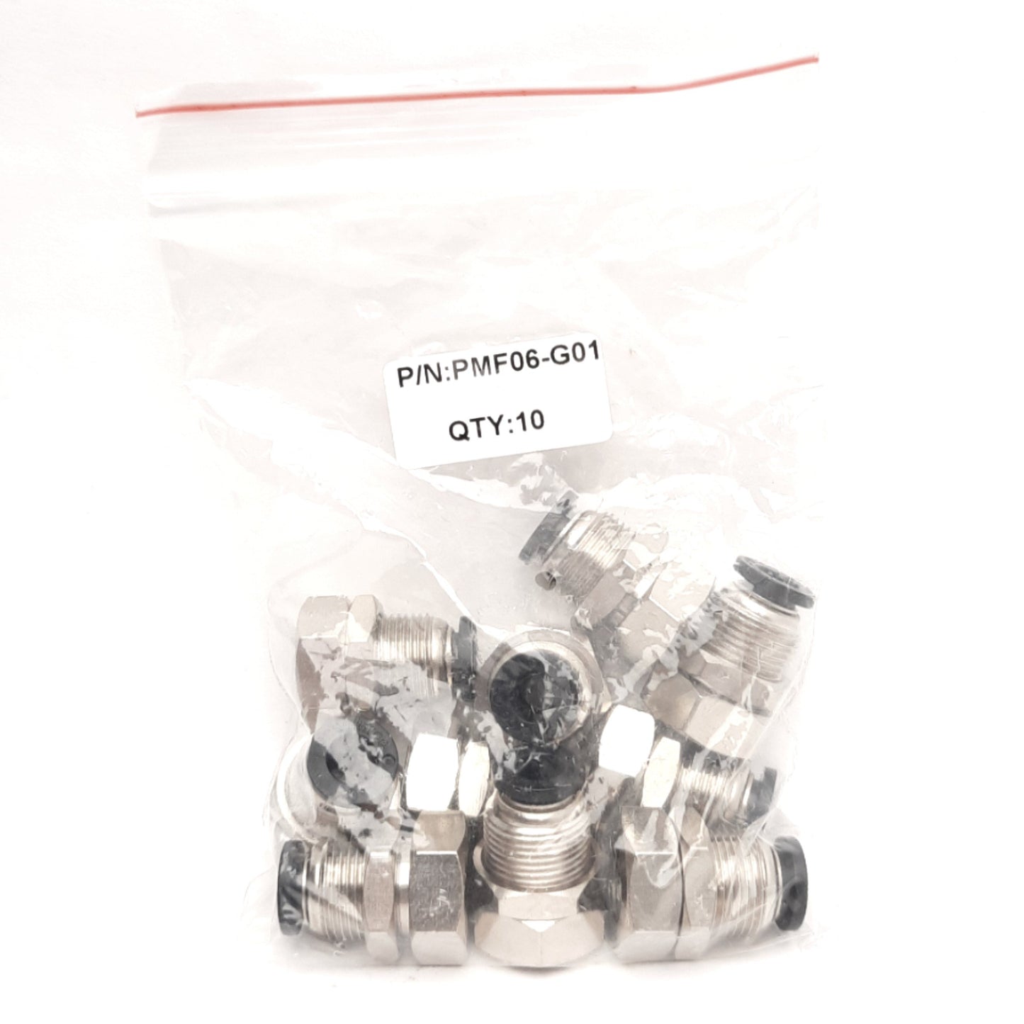 New Lot of 10 Pneuforce PMF06-G01 Pneumatic Bulkhead Fittings, G1/8 to 6mm Tube