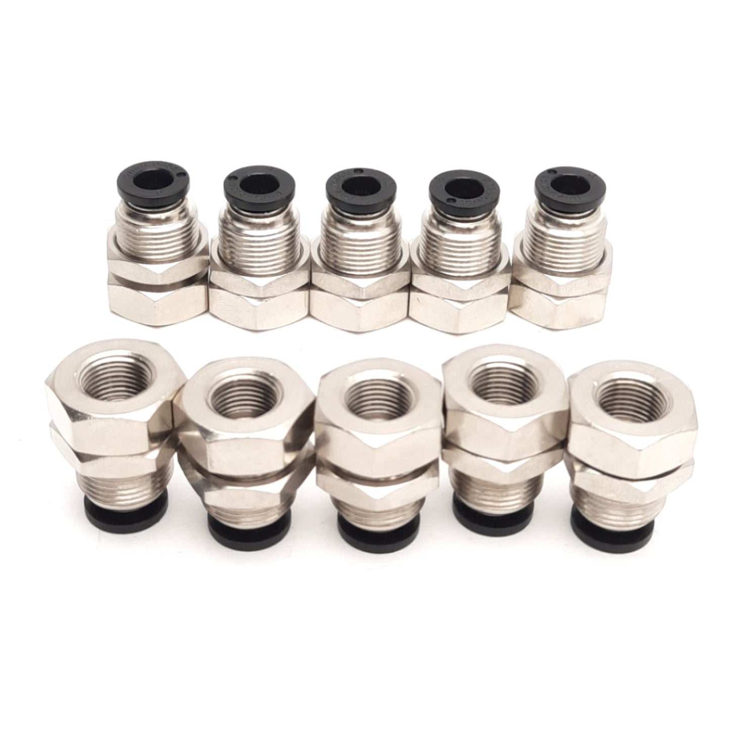 New Lot of 10 Pneuforce PMF06-G01 Pneumatic Bulkhead Fittings, G1/8 to 6mm Tube