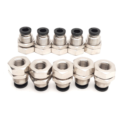 New Lot of 10 Pneuforce PMF06-G01 Pneumatic Bulkhead Fittings, G1/8 to 6mm Tube