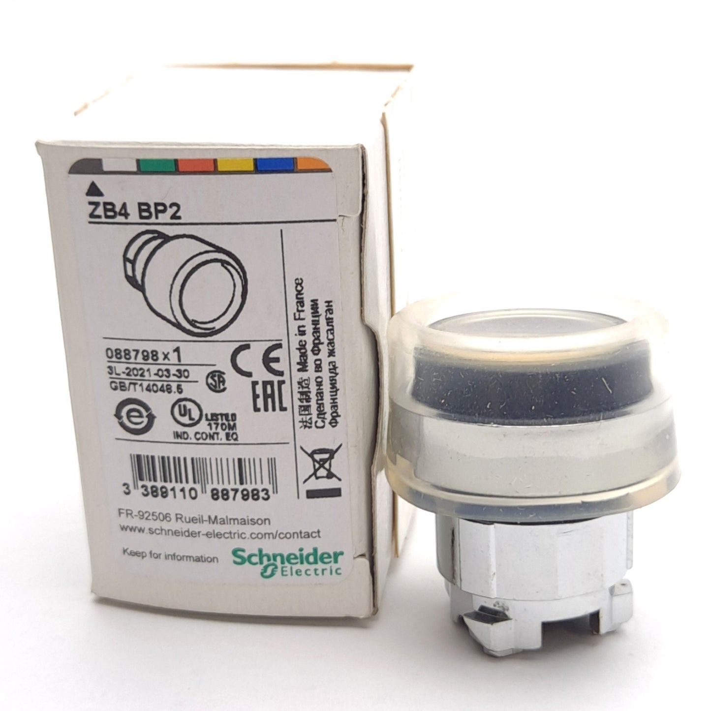 New Schneider Electric ZB4PB2 Push-Button Head, ø22mm Cutout, Momentary, Black