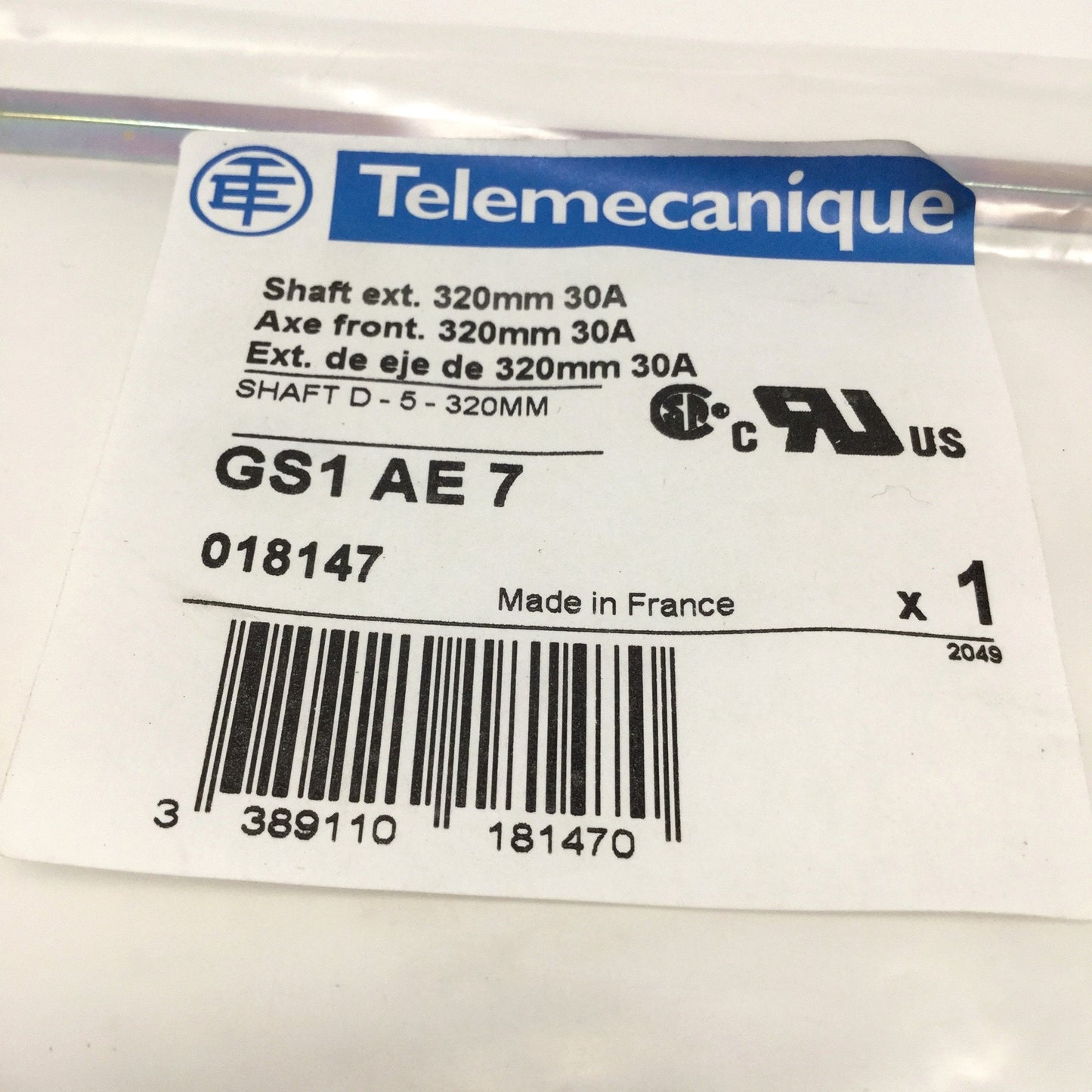 Used Lot of 2 Telemecanique GS1AE7 TeSys 30A Disconnect Switch Shafts 320mm Extension