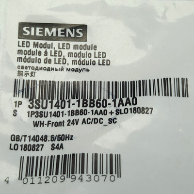 New Siemens 3SU1401-1BB60-1AA0 LED Module, White, Screw Terminal, 24VAC/DC