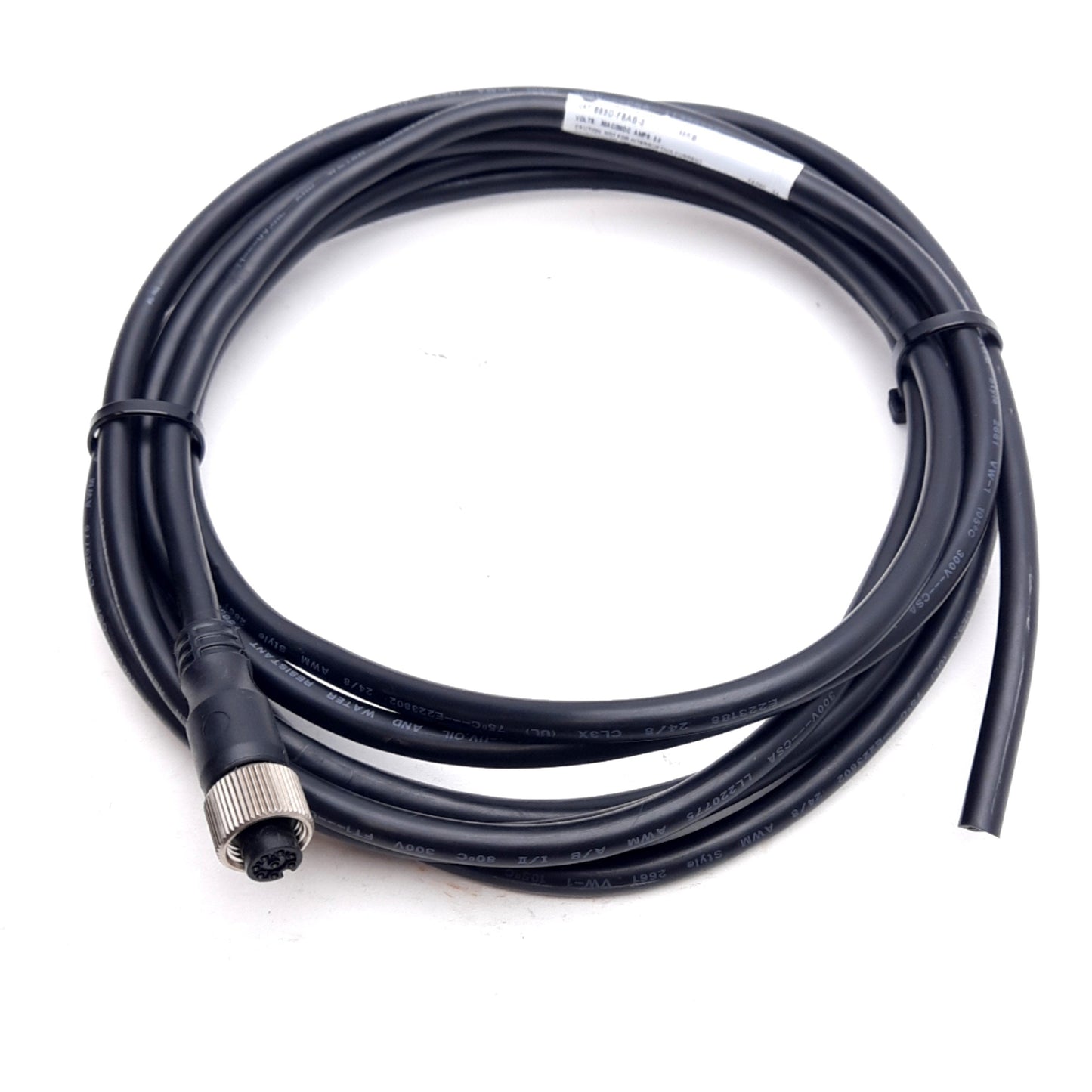 Used Allen Bradley 889D-F8AB-5 Micro Cable, 8-Pole, 30VAC/DC 2A, M12 8-Pin, 3m Long