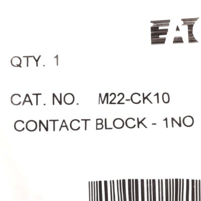 New Lot of 2 Eaton M22-CK10 22.5mm Pushbutton Contact Block, NO, 500VAC/230VDC
