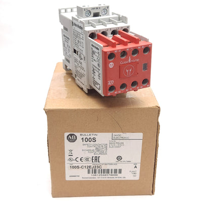 New – Open box Allen Bradley 100S-C12EJ23C Safety Contactor, 12A, 3 N.O. Poles, 24VDC Coil