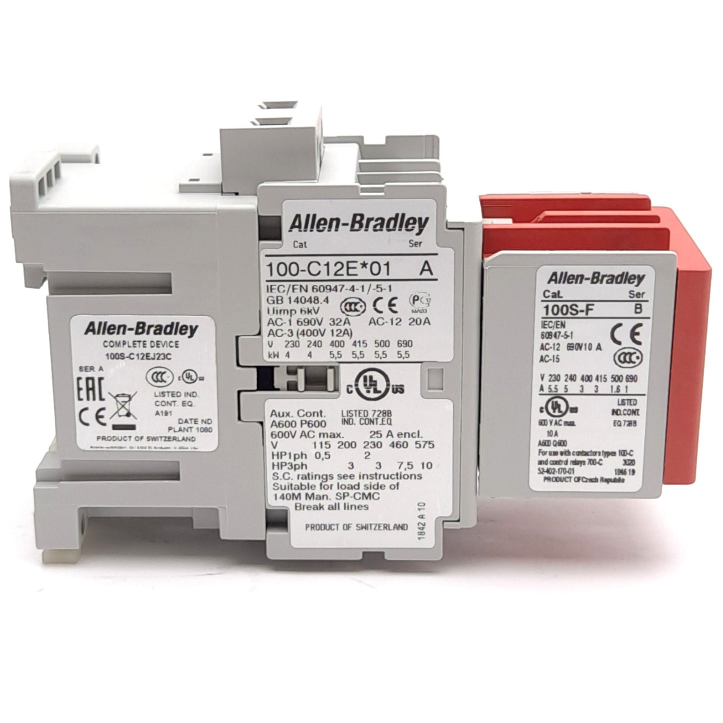 New – Open box Allen Bradley 100S-C12EJ23C Safety Contactor, 12A, 3 N.O. Poles, 24VDC Coil