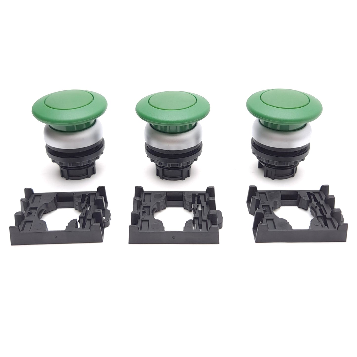 New – Open box Lot of 3 Eaton M22-DP-G Push-Button, Green, Momentary, ø22.5mm Mounting