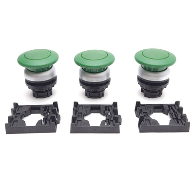 New – Open box Lot of 3 Eaton M22-DP-G Push-Button, Green, Momentary, ø22.5mm Mounting