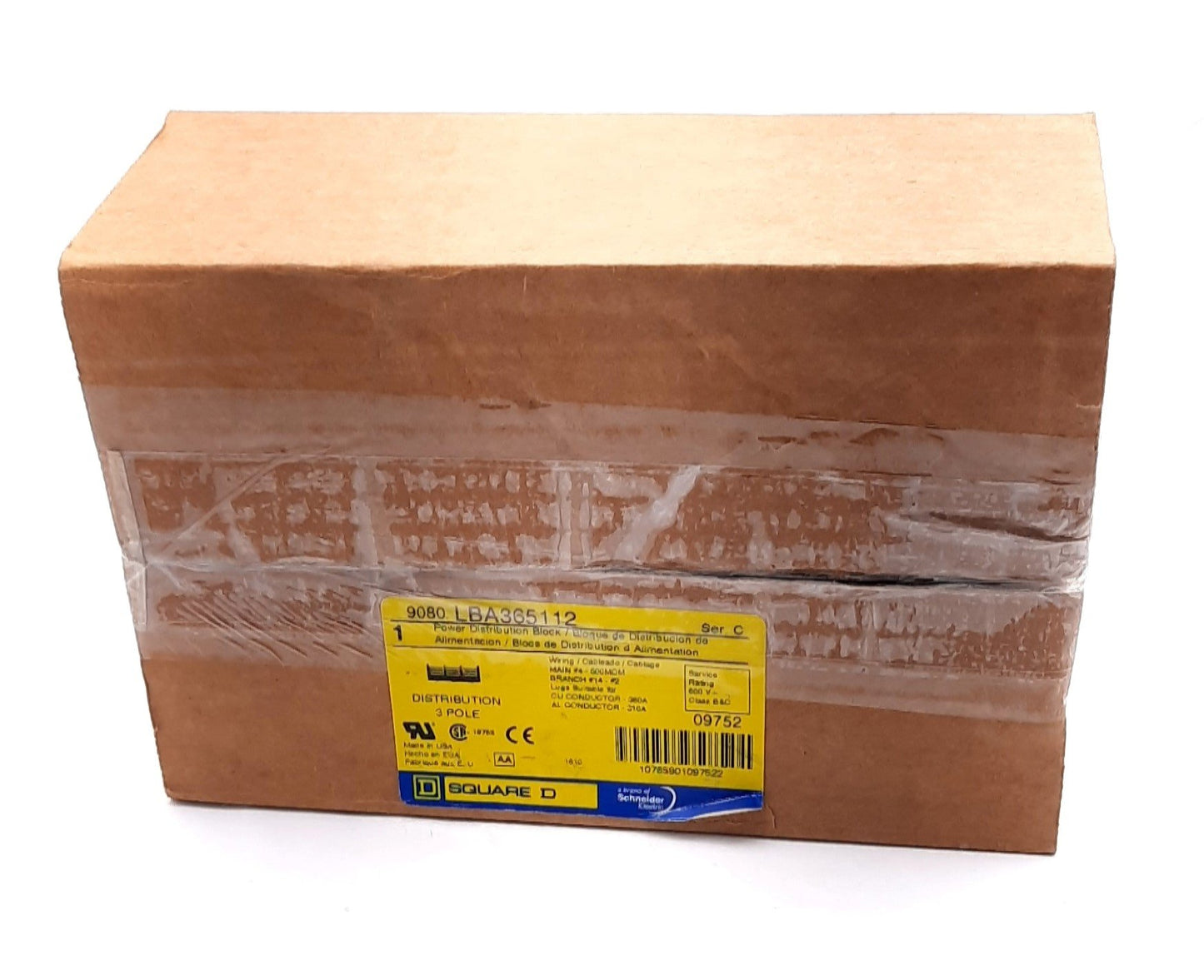 New Square D LBA365112 Power Distribution Block 600VAC/DC 310A 3 Pole 65kA