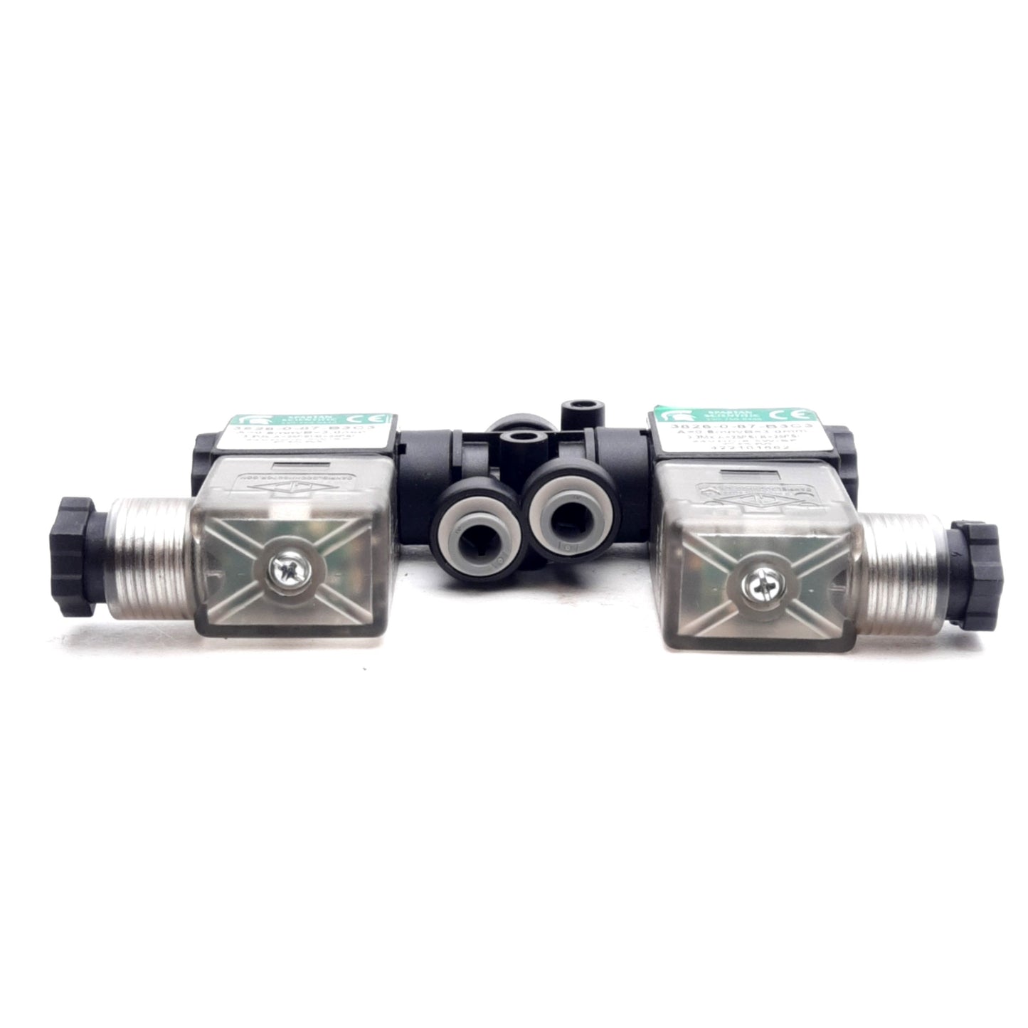 Used Spartan Scientific 3826-0-87-B3C3 Inert Gas Mixing Solenoids, 25PSI, 24VDC Coils