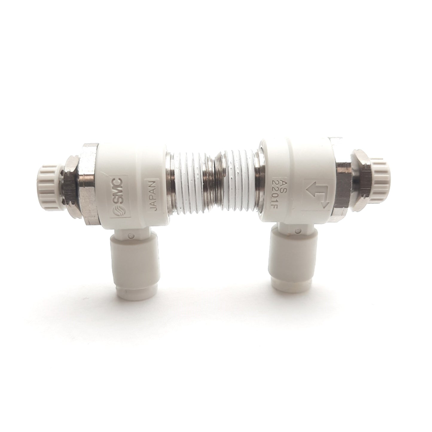 New – Open box Lot of 2 SMC AS2201FG-02-04S Flow Control Elbow Fitting, R1/4, ø4mm P2C