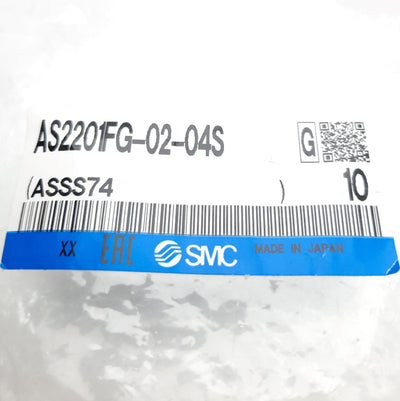 New – Open box Lot of 2 SMC AS2201FG-02-04S Flow Control Elbow Fitting, R1/4, ø4mm P2C