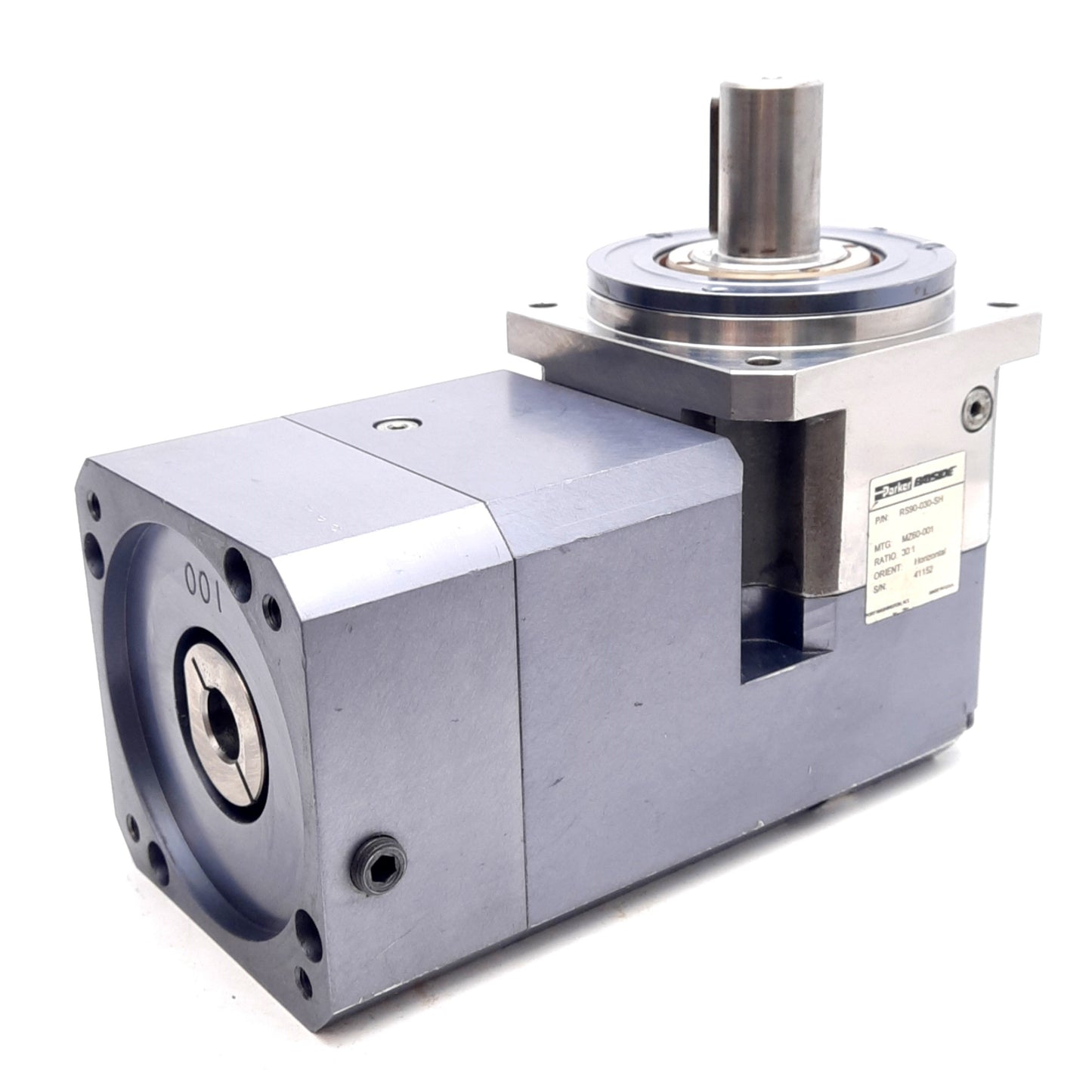 Used Parker RS90-030-SH Right Angle Planetary Gearhead, 30:1, ø22mm Shaft, ø14mm Bore