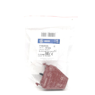 New General Electric P9B20VN Auxiliary Contact Block 2NO, 22.5mm, 600 VAC/300 VDC