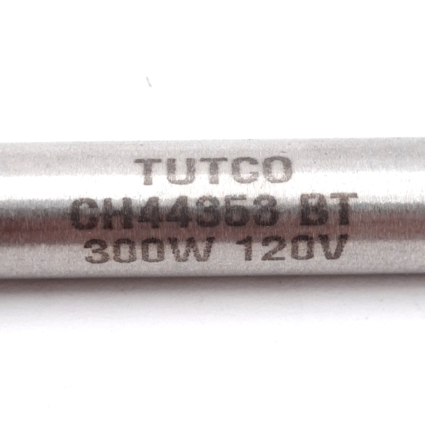 Used Tutco CH44353 Cartridge Heater 120V 300W, ø3/8in x 5in, 17in SS Braided Leads