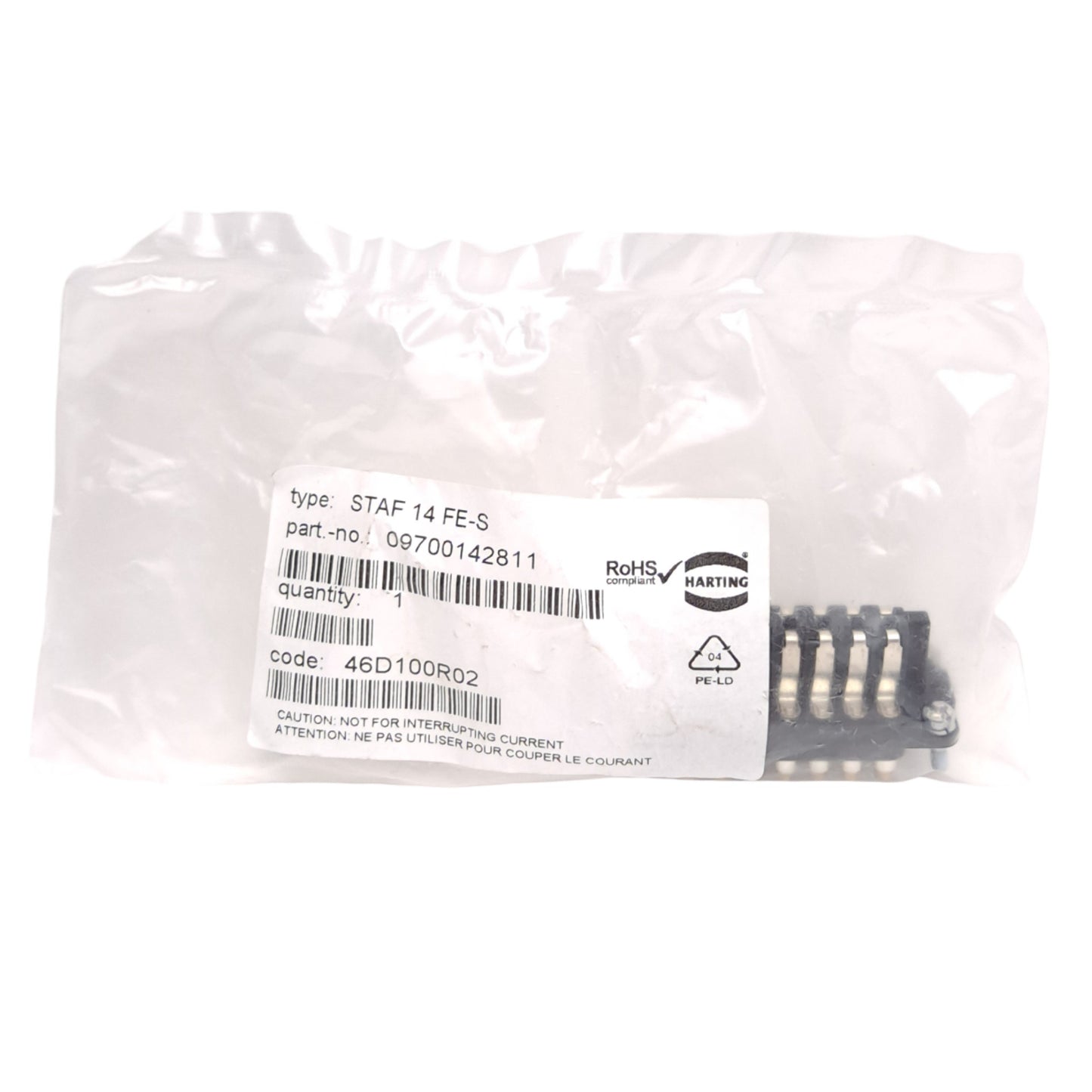 New Harting 09700142811 STAF 14 FE-S Female Insert Connector, 14-Contact, 25VAC 10A