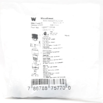 New Woodhead 1200710036 Field Attachable Connector M12 4-Pin Female, 4A