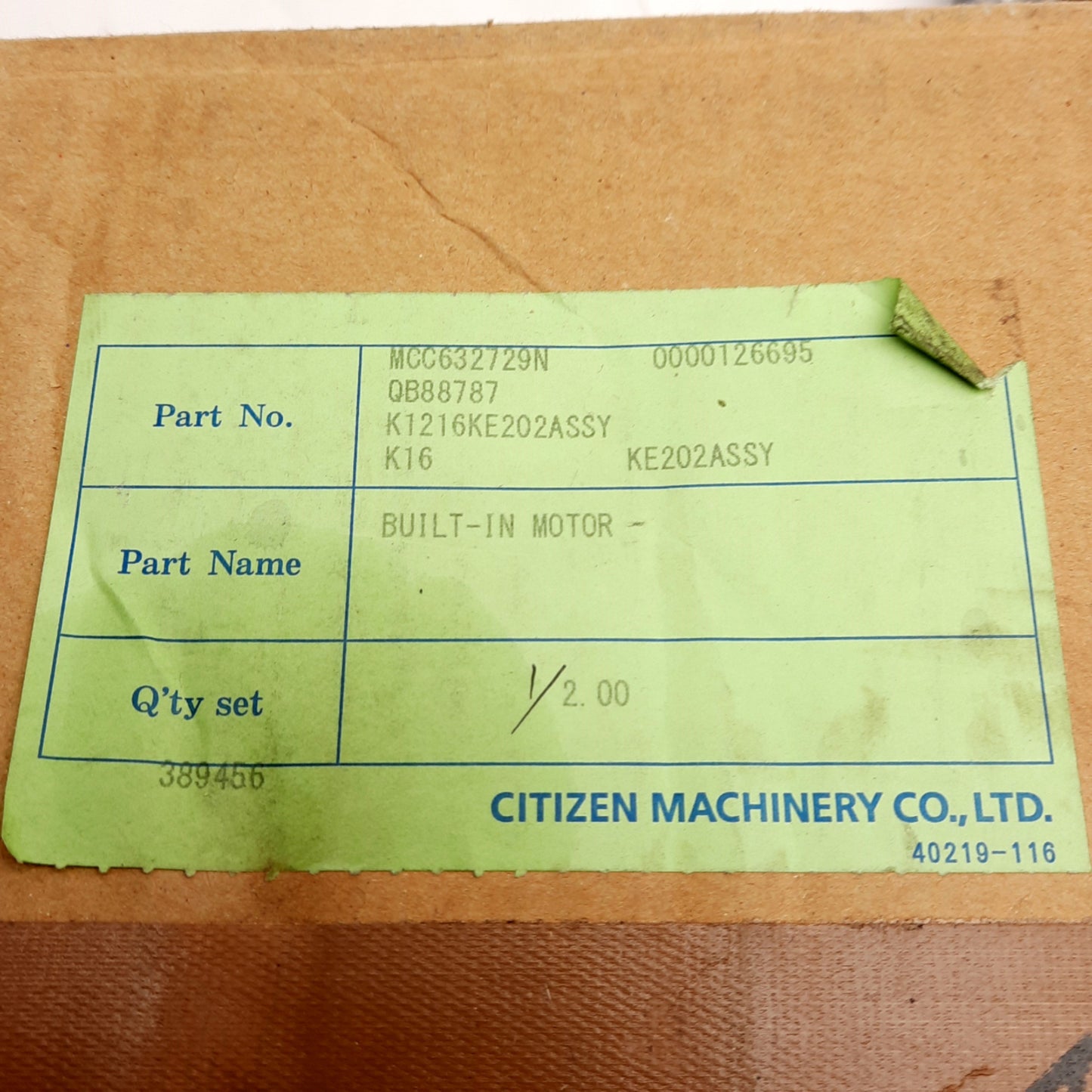 New – Open box Citizen K16-KE202ASSY Built-In Servo Motor & Ballscrew For Citizen K16 CNC Lathe