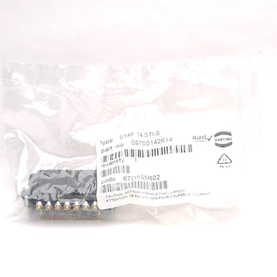 New Harting 09700142614 STAF 14 STI-S Male Insert Connector, 14-Contact, 25VAC 10A