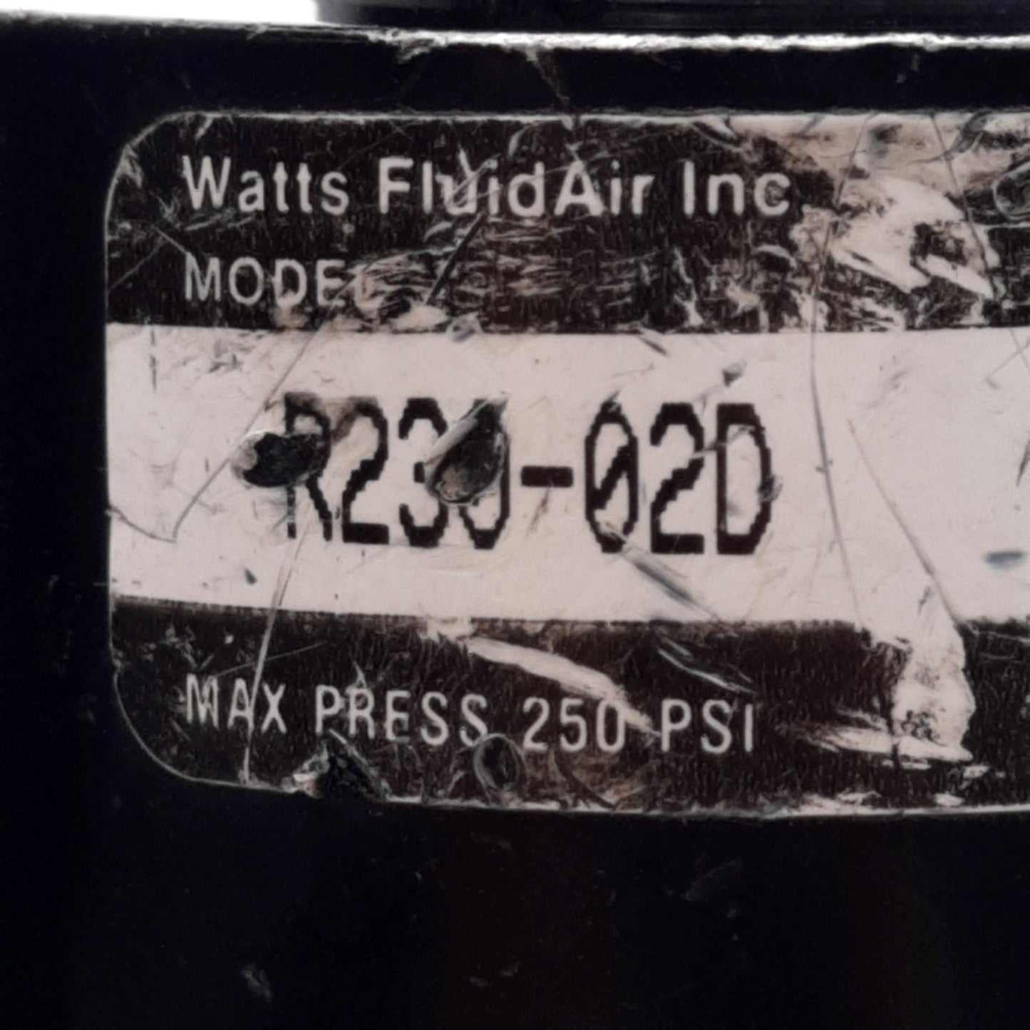 Used Parker Watts R230-02D Regulator 0-150PSI Adjustment, 250PSI Inlet, 80SCFM NPT1/4
