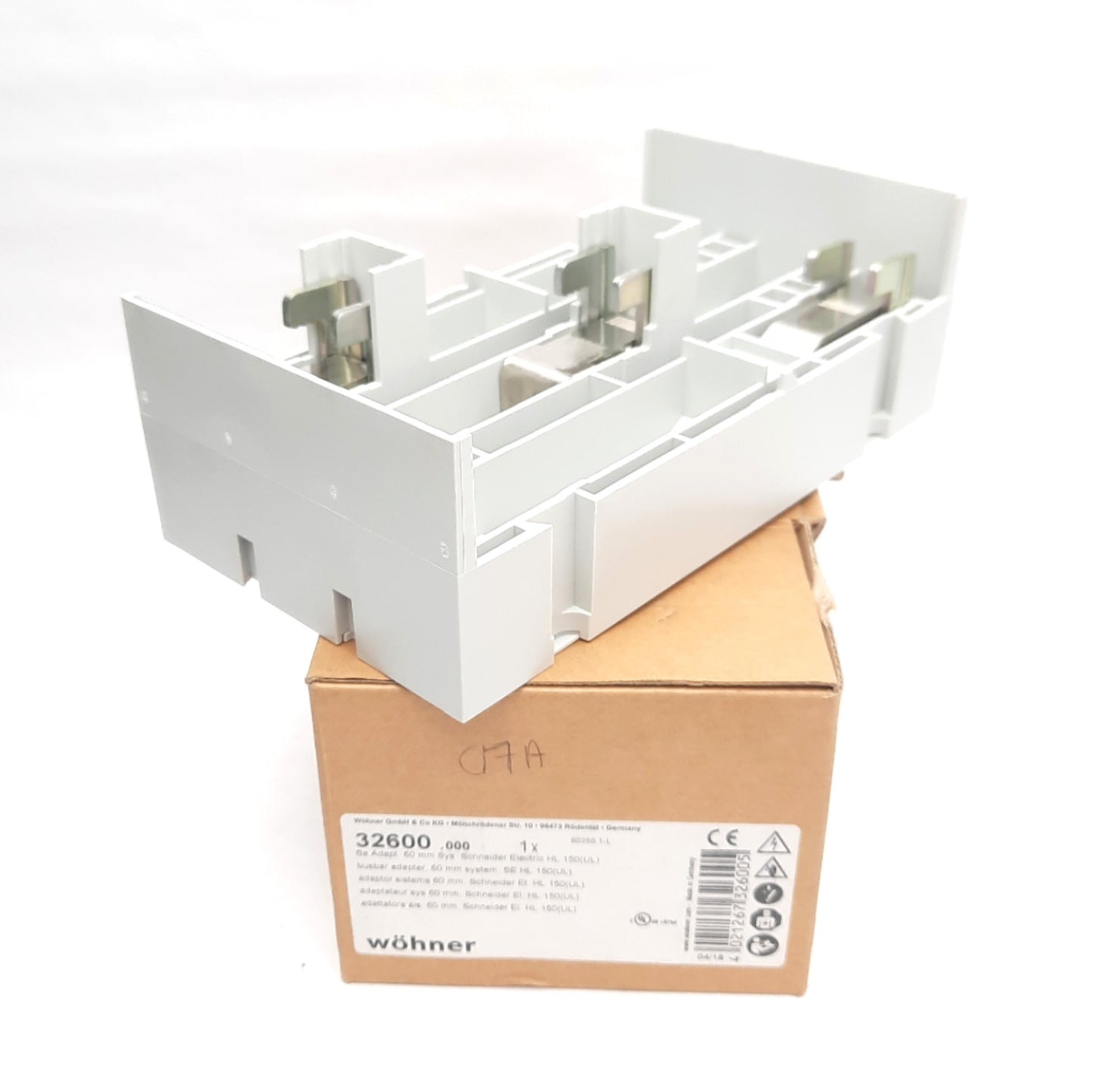 New Wohner 32600.000 Busbar Adapter For 60mm System, 150A 3-Pole, 105x190mm