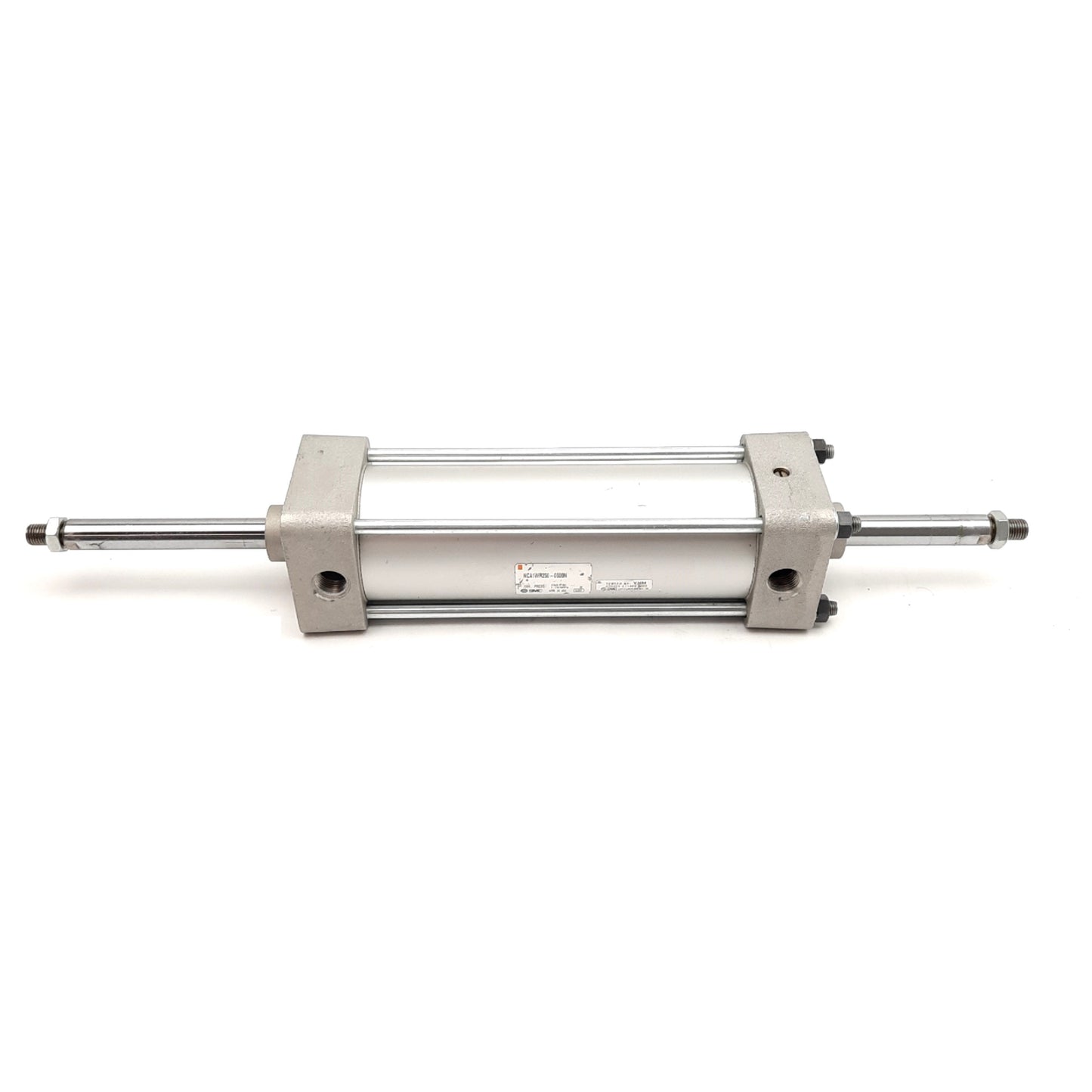 Used SMC NCA1WR250-600N Double Rod Cylinder, ø2.5in Bore, 6in Stroke, 250PSI, NPTF3/8