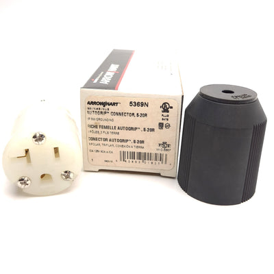 New Arrow Hart 5369N Straight Blade Connector, 2-Pole, 3-Wire, 125V 20A