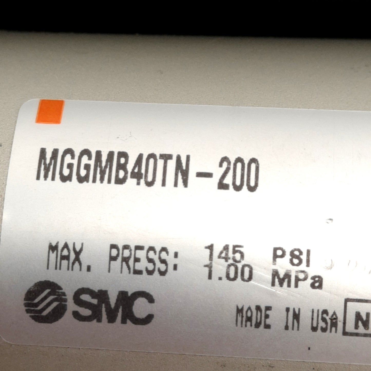 Used SMC MGGMB40TN-200 Guided Cylinder, ø40mm Bore, 200mm Stroke, 145PSI, 1/8in NPT