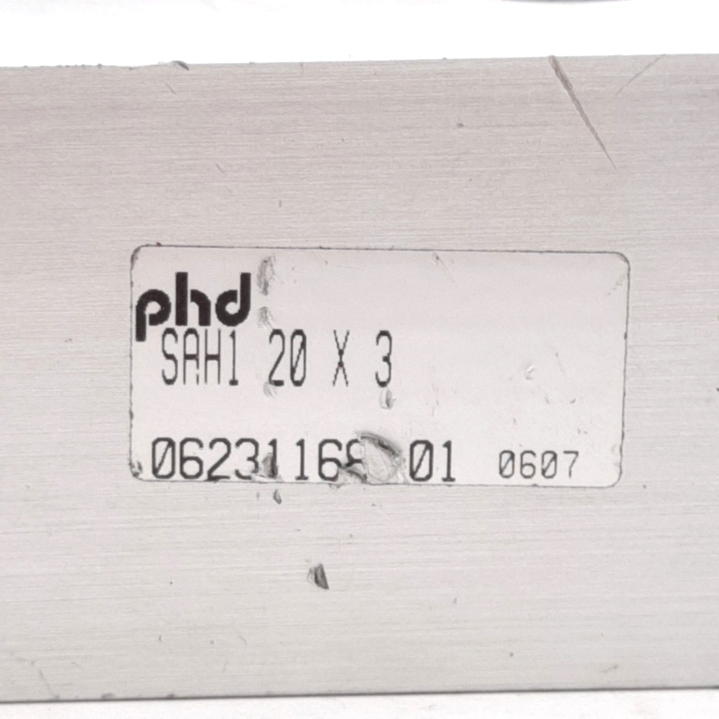Used Phd SAH120x3 Guided Cylinder, ø20mm Bore, 3in Stroke, 30-150PSI, 1/8in NPT