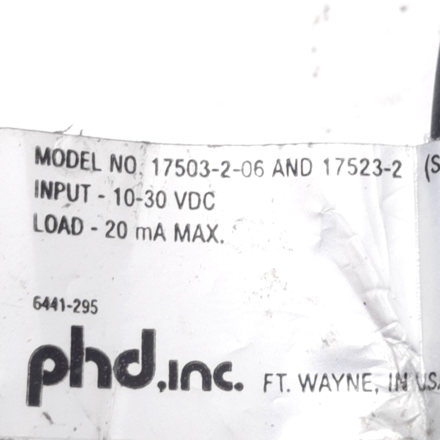 Used Phd 17523-2 Proximity Switch, 10-30VDC, 20mA, NPN Sink Output, M8 3-Pin Male