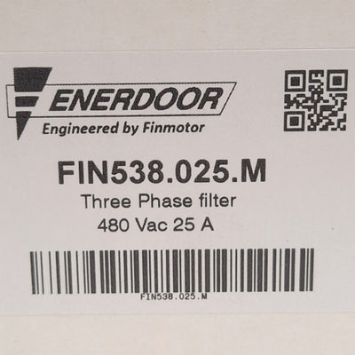 New Enerdoor FIN538.025.M EMI/RFI Three Phase Filter, 480VAC 25A 50/60Hz