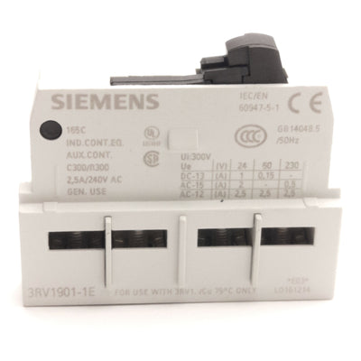 New – Open box Lot of 7 Siemens 3RV1901-1E Transverse Switch Auxiliary, 1NO+1NC, S00...S3